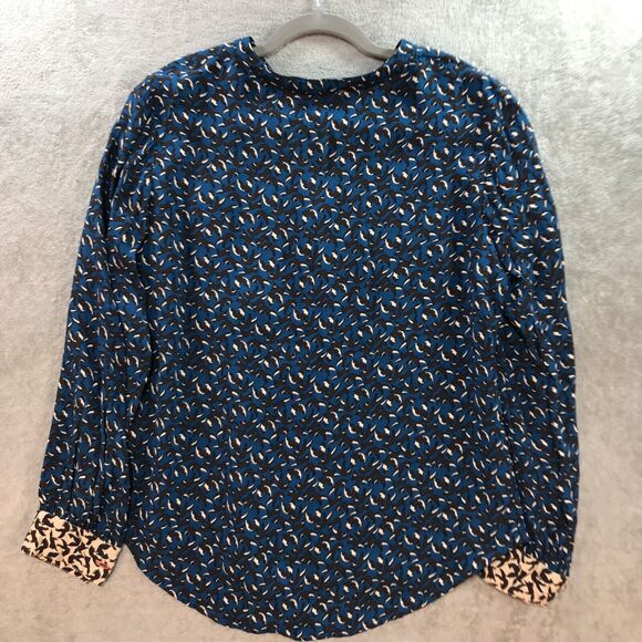 White Stuff Teal Brown Fox Pattern Women's Top‎ Blouse Size UK 8 Boho - Picture 6 of 7